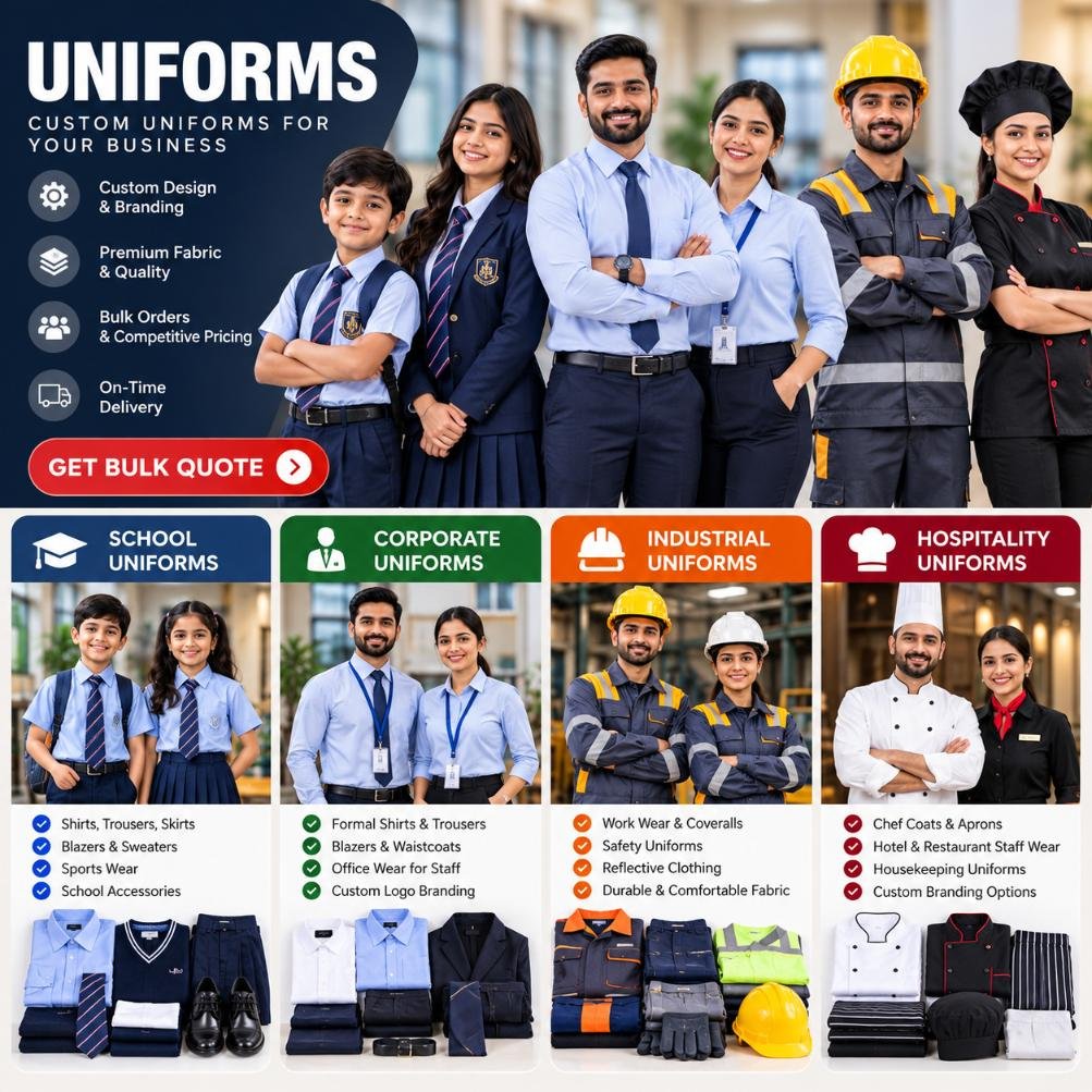 Uniforms manufactured by WOZTY including school, corporate and industrial uniforms