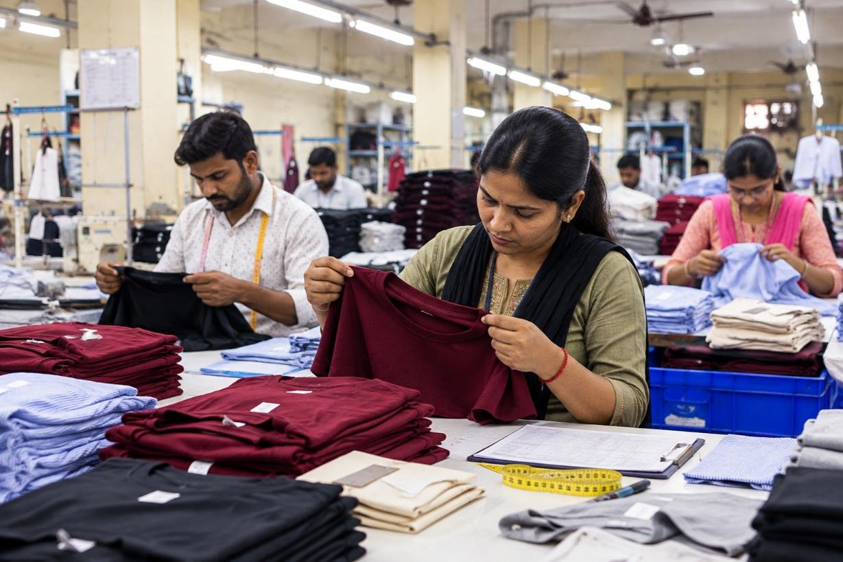 Quality checking process at WOZTY's garment manufacturing facility